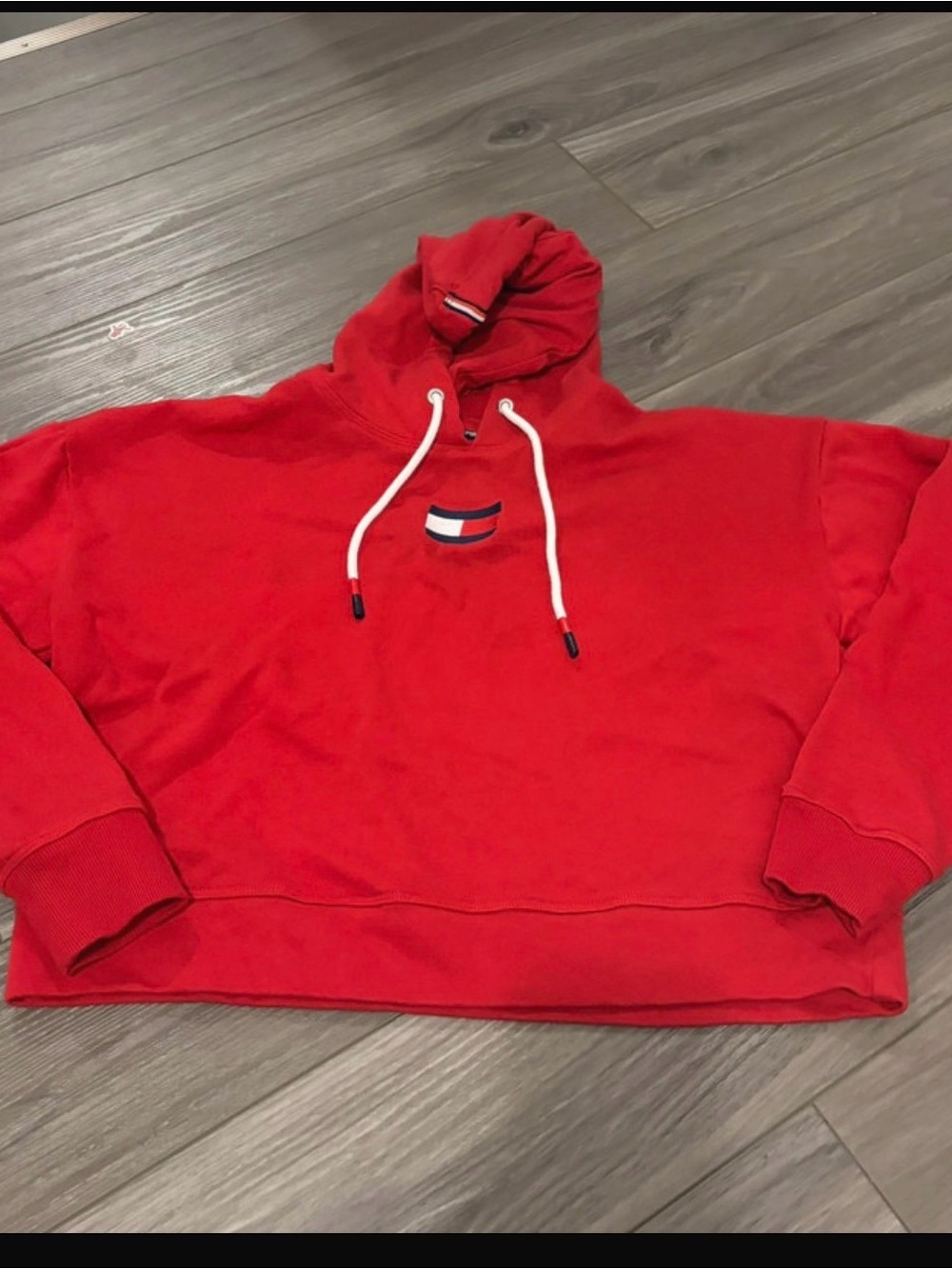 Tommy Hilfiger Red cropped Hoodie Sweatshirt